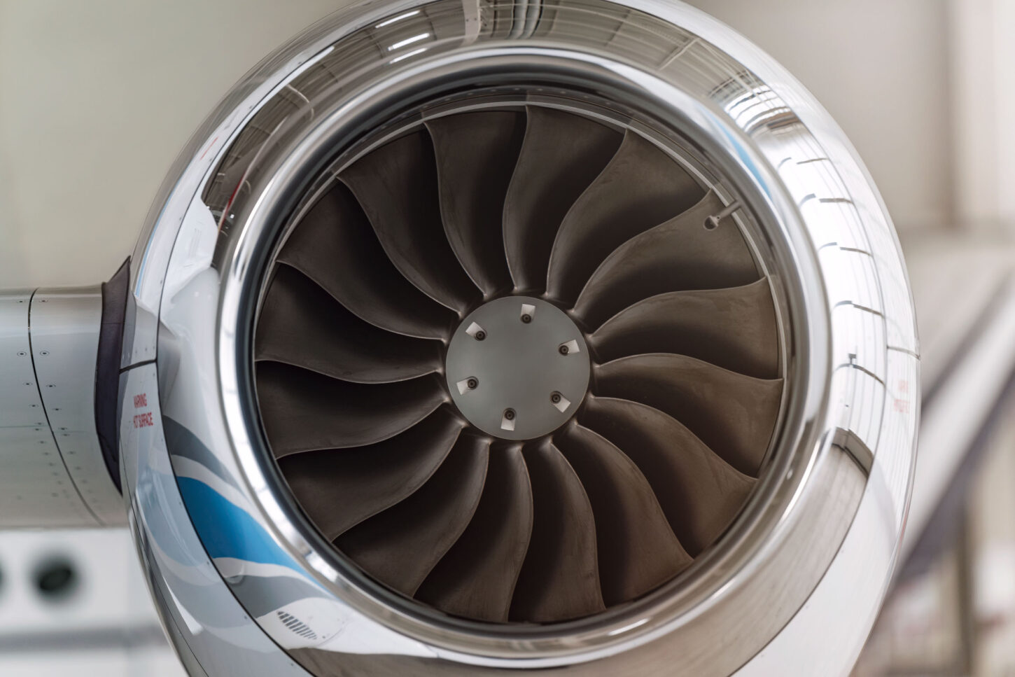 Aircraft turbo engine from the front